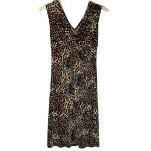 Tiana B. Dress Leopard Print Midi Sleeveless Stretch Size M